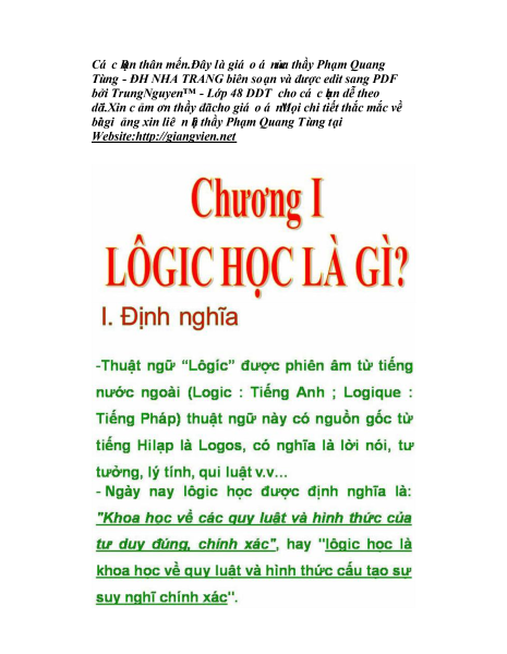 Tailieuxanh - Chuong1: Logic Học Là Gì?
