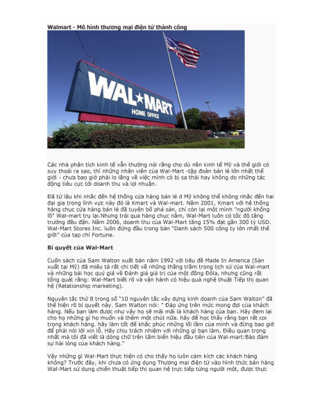 tailieuXANH  Báo cáo Sự thành công của Wal Mart trong việc áp dụng thương  mại điện tử