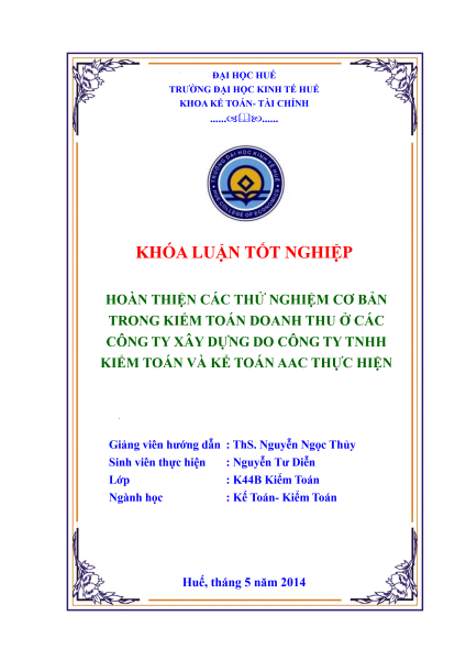 Tailieuxanh Khoa Luận Tốt Nghiệp Hoan Thiện Cac Thử Nghiệm Cơ Bản Trong Kiểm Toan Doanh Thu ở Cac Cong Ty Xay Dựng Do Cong Ty Tnhh Kiểm Toan Va Kế