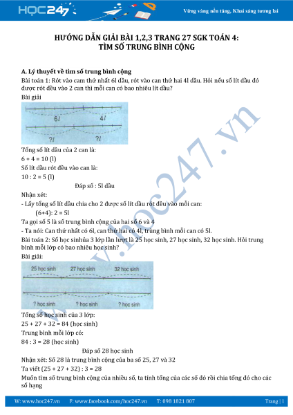 Tailieuxanh - Hướng Dẫn Giải Bài 1,2,3 Trang 27 Sgk Toán 4