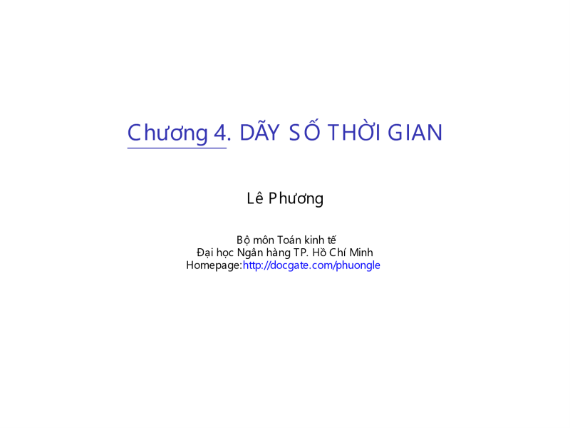 Bài giảng Nguyên lý thống kê: Chương 4 - Lê Phương